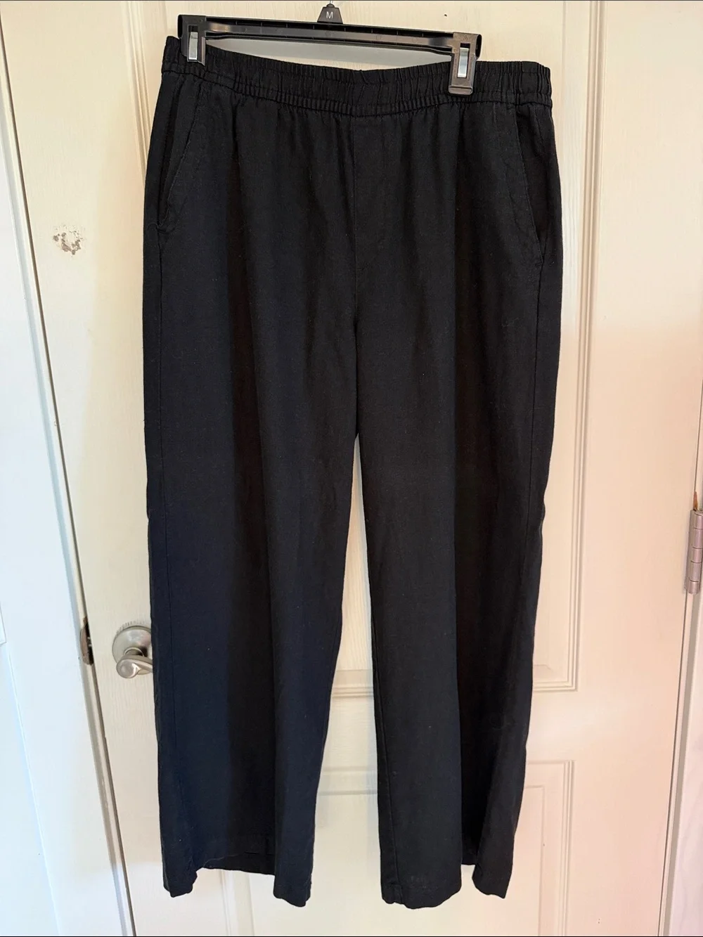 Old Navy High-Waisted Linen-Blend Wide-Leg Pants Black Jack